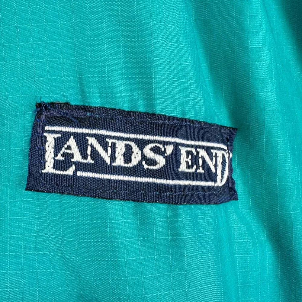 Vintage Lands End Womens M Squall Jacket Retro Teal Blue Made in U.S.A. - Picture 9 of 15